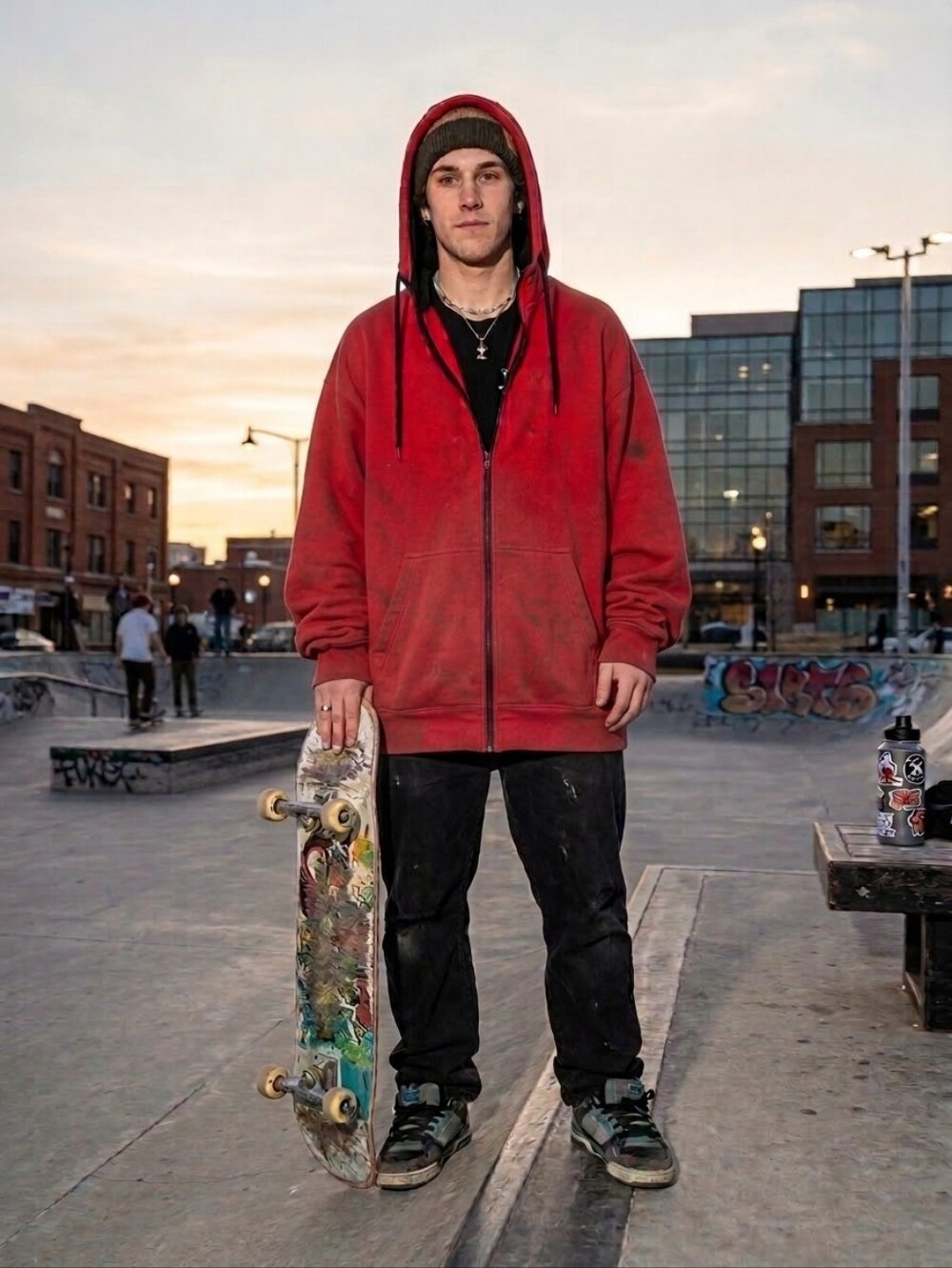 Champs Sports Red Zip‑Up Hoodie | Fleece | Chest Zip Pocket